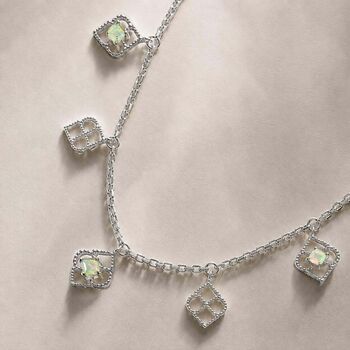 Moroccan Charm Sterling Silver Opal Necklace, 3 of 8