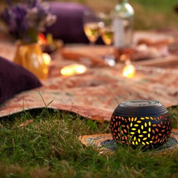 Moroccan Solar Powered Filigree Flame Lantern, 2 of 5