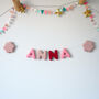 Personalised Handmade Name Garland With Flowers And Polka Dot Design, thumbnail 1 of 8