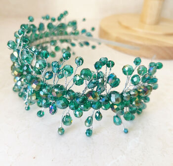 Emerald Green Crystal Headband, 2 of 5