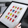 Arsenal Classic Retro Football Kits Team Print, thumbnail 1 of 4