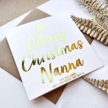 Rose Gold Christmas Card For Nanna | Personalised, 2 of 3