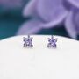 Sterling Silver Amethyst Purple Cz Flower Stud Earrings, thumbnail 1 of 12