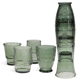 Set Of Four Green Fish Stacking Glass Tumblers, 2 of 5
