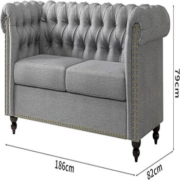 Large Two Seater Chesterfield Style Button Back Sofa, 7 of 12