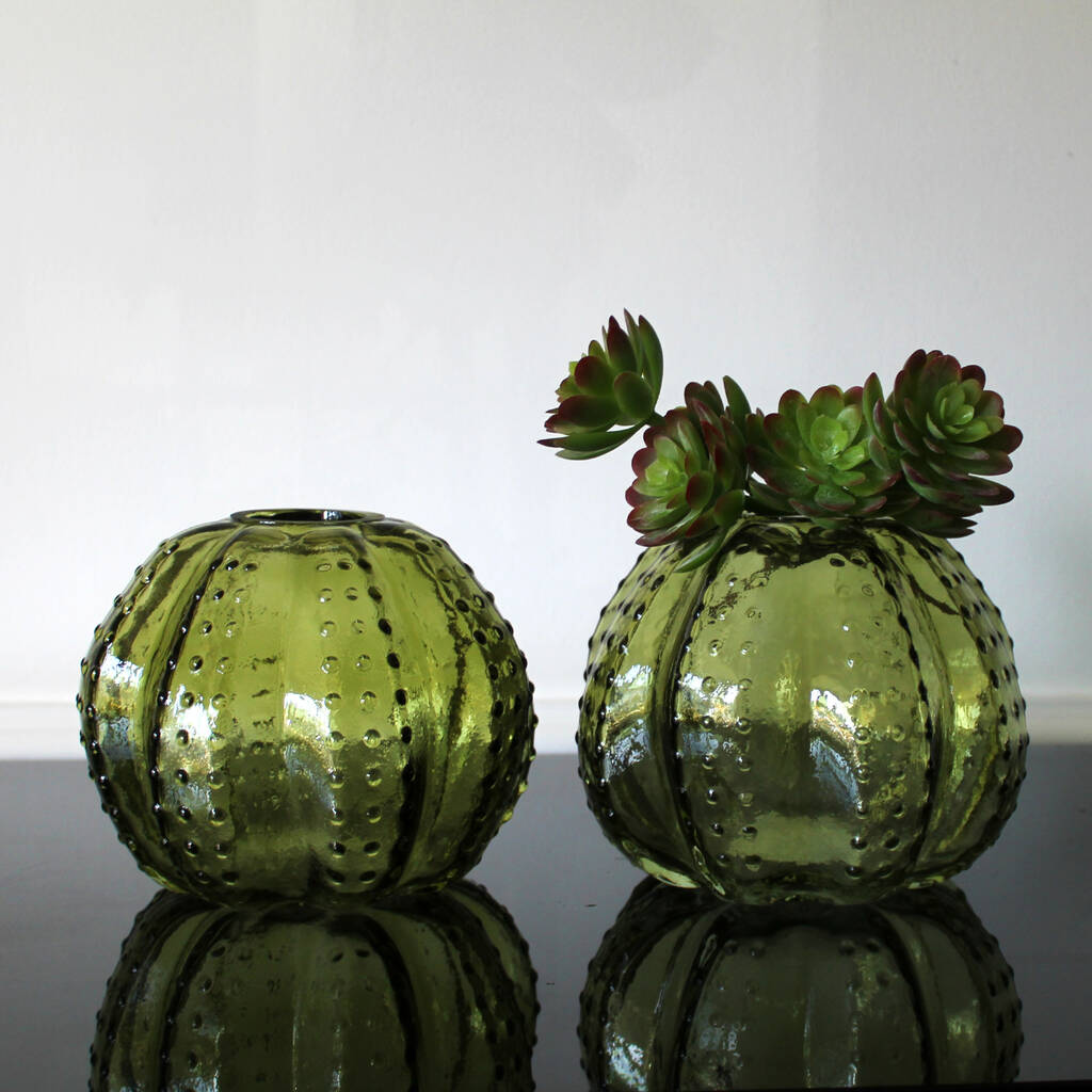 Green Recycled Glass Cactus Vase By Objet Dahlia