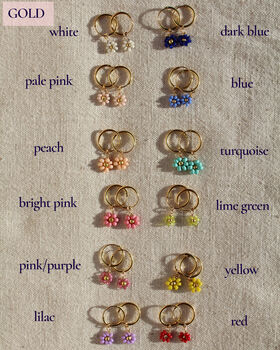 Daisy Beaded Earrings On Gold Plated Hoops, 4 of 6
