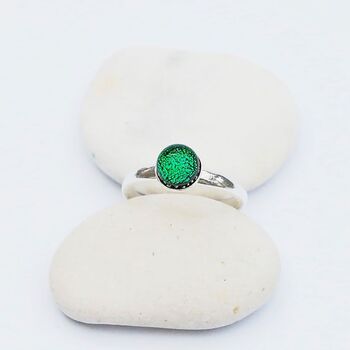 Emerald Green Ring, Adjustable Sterling Silver Band, 7 of 10