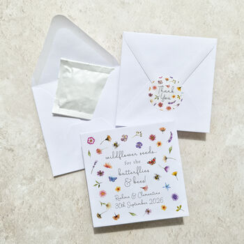 Pressed Wildflowers Seed Packet Wedding Favours, 5 of 9