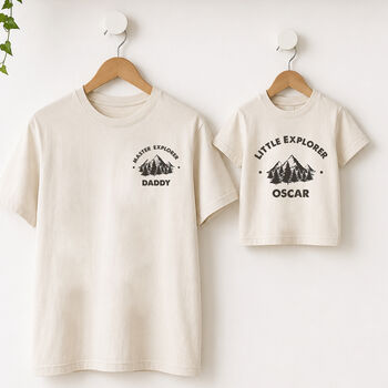 Personalised Father's Day T Shirts Daddy And Me Matching Set Explorer, 2 of 4