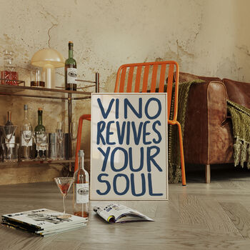 Vino Revives Your Soul Wine Kitchen Print, 5 of 9