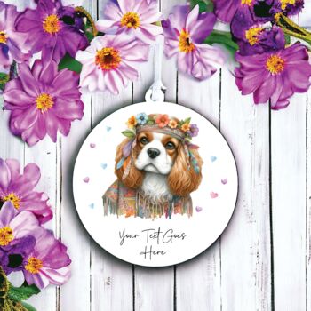 Personalised King Charles Spaniel Hippie Decoration, 2 of 2