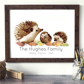 Personalised Hedgehog Family Portrait Print, 7 of 11