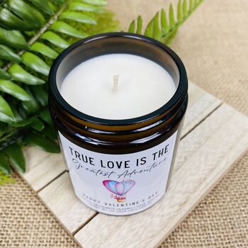 Personalised Love's An Adventure Valentines Candle, 2 of 4