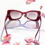 Red Chunky Triangle Cat Eye Sunglasses, thumbnail 2 of 3