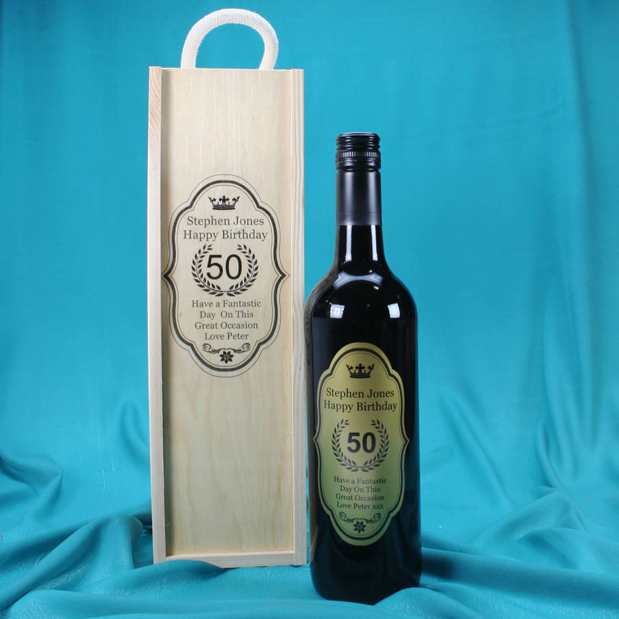 Personalised Wine With Gold Label And Custom Wooden Box, 1 of 2