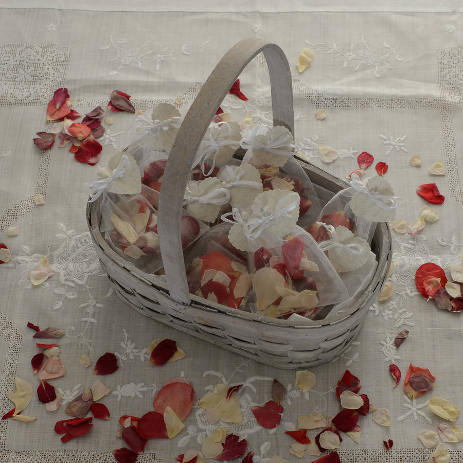 ten natural rose petal confetti bags by the flower studio ...