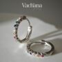 Sterling Silver Rainbow Cz Huggie Hoop Earrings, thumbnail 3 of 4