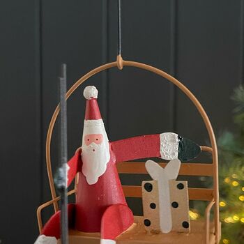 Santa In A Chair Lift Hanging Decoration, 4 of 4
