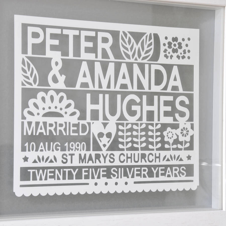 personalised 25th silver wedding anniversary gift by ant ...