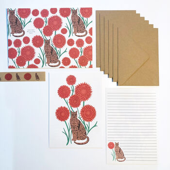 Cat And Dahlias Letter Writing Set, 4 of 5