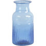 Blue Recycled Glass Bottle Vase Ribbed 13cm, thumbnail 2 of 4