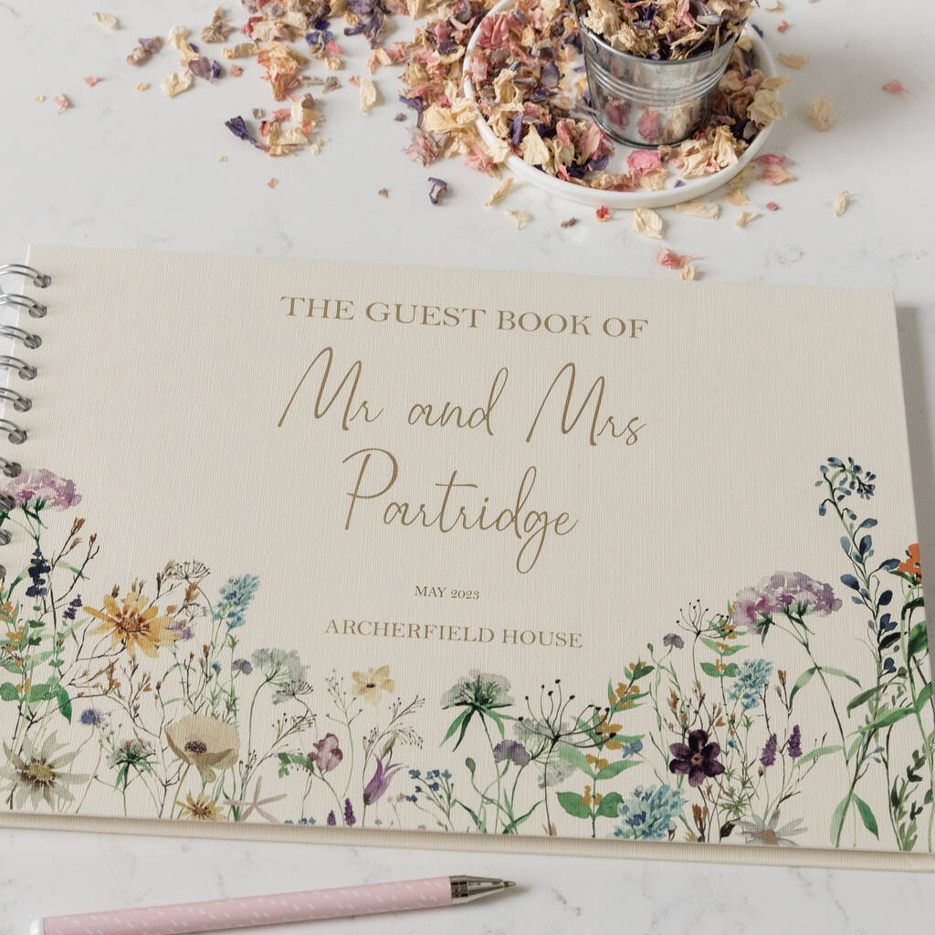 Personalised Wildflowers Wedding Guest Book, 1 of 10
