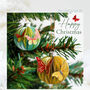 Five Christmas Butterfly Decorations On Christmas Tree Card, thumbnail 1 of 8