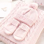 Toffee Moon Pale Pink Baby Blanket With Hat And Mittens, thumbnail 1 of 12