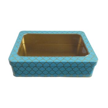 Moroccan Gift Tin Box With Window Lid Teal, 2 of 2