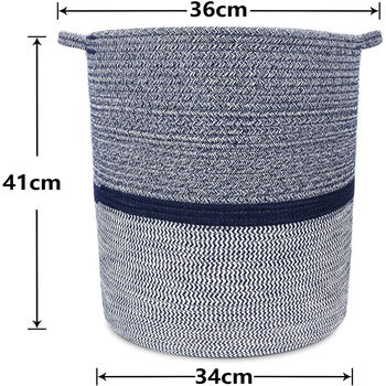 Navy Large Cotton Rope Storage Basket With Handles, 2 of 4