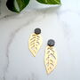 Statement Gold Plated Monstera Drop Earrings, thumbnail 5 of 5