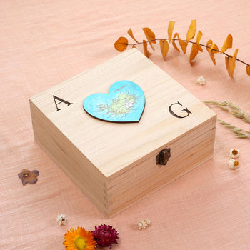 Personalised Map Heart Wedding Anniversary Keepsake Box, 7 of 7