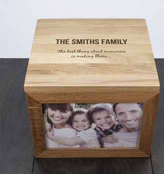 Personalised 'We Are Family' Oak Photo Box, 3 of 6