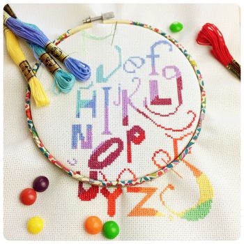 Rainbow, Alphabet, Cross Stitch, Wall Hanging Kit, 9 of 12