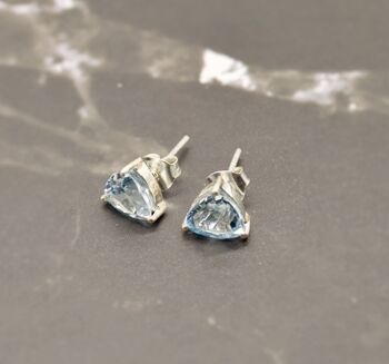 Blue Topaz Sterling Silver Stud Earrings, 7 of 12