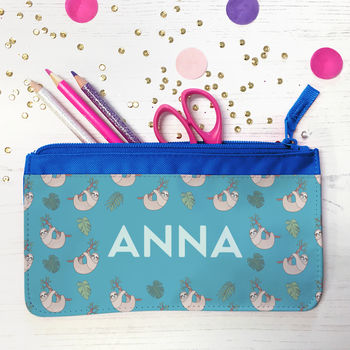 Personalised Tropical Sloths Fabric Pencil Case, 2 of 11