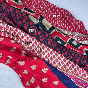 Fair Trade Recycled Sari Hair Neck Scarf Square 55cm, 11 of 12
