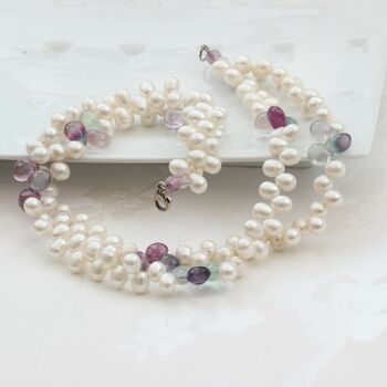 Teardrop Pearl And Gemstone Double Strand Bracelet, 6 of 10