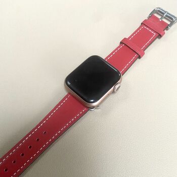 Vegan Leather Apple Watch Strap In Red, 4 of 4