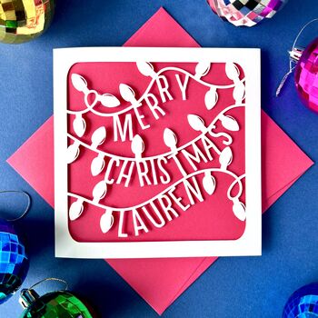 Personalised Christmas Lights Christmas Card, 2 of 6