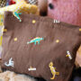 Embroidered Dinosaur Motif Cotton Make Up Bag, thumbnail 2 of 6