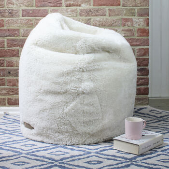 Cream Curly Sheepskin Bean Bag, 3 of 4