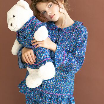 Fiorella Pyjama Set With Matching Teddy Bear Set, 6 of 9