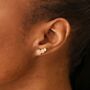 Triple Enamel Flower Stud Earrings In Gold, thumbnail 1 of 6