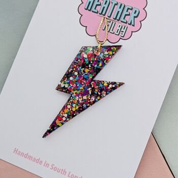 Rainbow Lightning Bolt Glitter Resin Christmas Decoration, 2 of 4