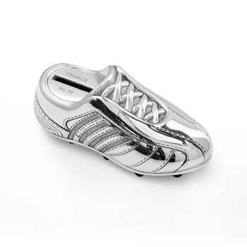 Personalised Silver Plated Football Boot Money Box, 4 of 4