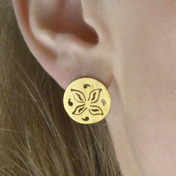 24kt Gold Plated Large Stud Earrings, 2 of 6