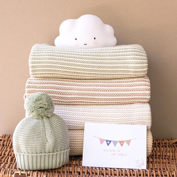 Cream And Grey Mini Stripe Baby Blanket, 2 of 12
