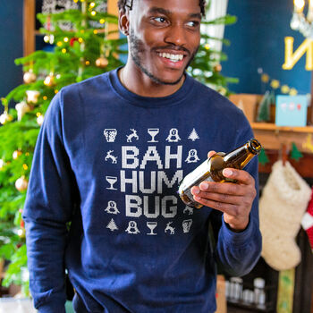 Bah Humbug Men's Anti Christmas Jumper Sweatshirt, 3 of 9